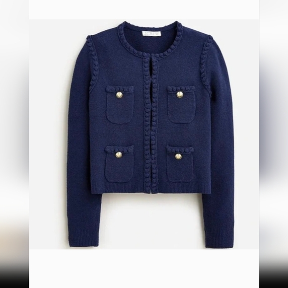 Nwt J Crew Odette sweater lady jacket in cotton-blend bouclé - Picture 1 of 4